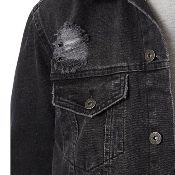 Topman distressed denim jacket black - Picture 2 of 9